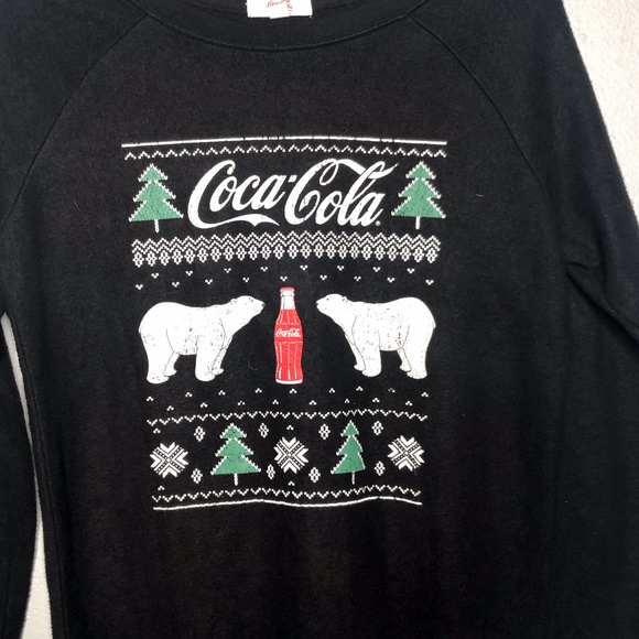 Coca Cola Holiday Sweater Black‎ Polar bear sz Sm - Picture 2 of 4